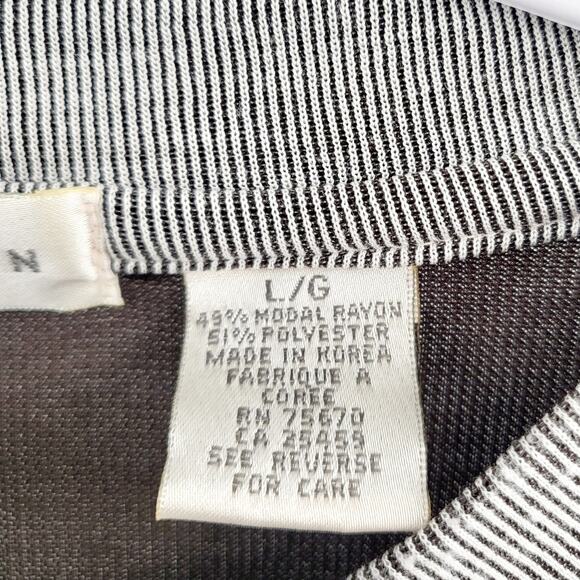 Direction Gray V-Neck Textured Modal Blend Short Sleeve Shirt Men's Size L - Picture 4 of 4